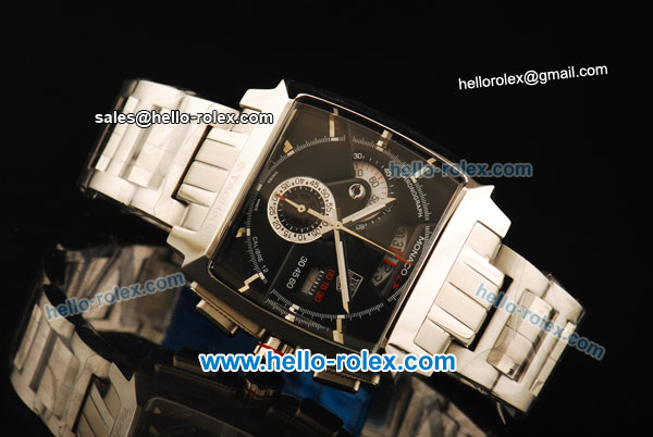 Tag Heuer Monaco LS Chronograph Quartz Movement Full Steel with Black Dial - Click Image to Close
